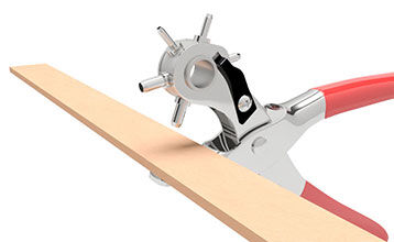 Hole punch with leather strip